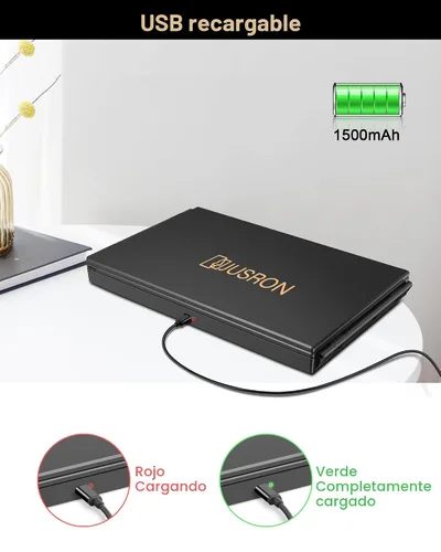 Vista 3 de JUSRON Espejo para Cortarse el Cabello Uno Mismo con Ángulo de Visión de 360°, Vidrio HD Transparente Antivaho, Recargable por USB, Fácil de Usar