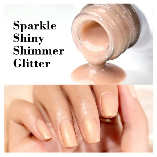 Vista 5 de RARJSM Esmalte de uñas en gel color albaricoque, dorado con brillantina, neutro, transparente, color nude, esmalte de gel para remojar para remojar