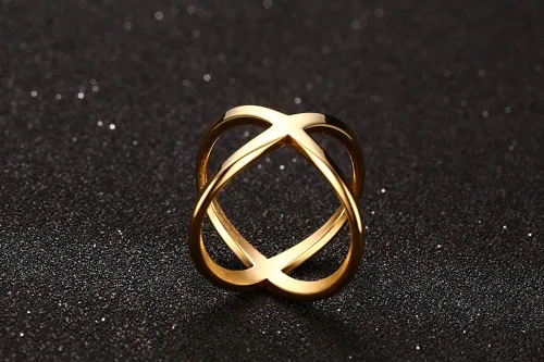 Vista 6 de Huanian Anillo de acero inoxidable para mujer, dorado, talla 6-9