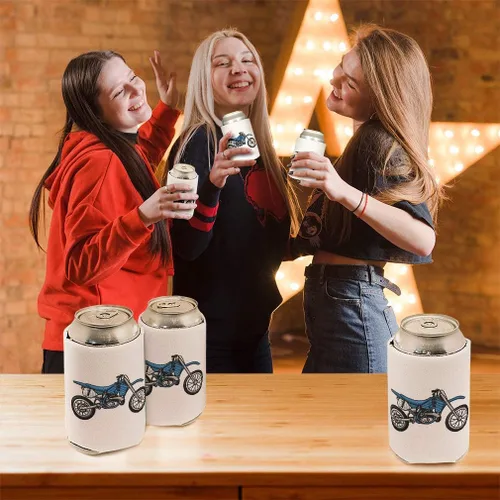 Vista 5 de Fundas para latas, enfriador de bebidas, color azul, para transporte de bici de suciedad, espuma para fiestas, cubierta de cerveza