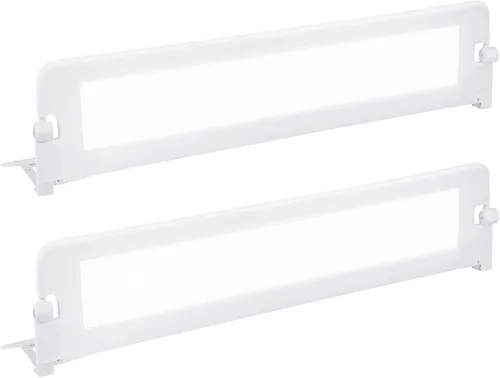 Vista 18 de BABY JOY - Barandillas de cama para niños pequeños, extralargas, protector de cama de seguridad abatible para cuna convertible, barandilla plegable