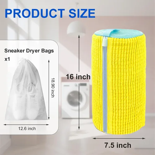 Vista 3 de Bolsa para lavadora de zapatos, paquete de 2 bolsas reutilizables para zapatos de lavandería con cremallera para tenis y zapatos de tenis, limpieza