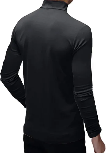 Vista 4 de Camisetas de cuello alto falso de moda para hombre, suéter de manga larga, diseño básico, camiseta interior ajustada