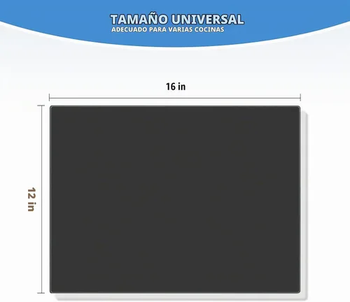 Vista 2 de Mymonfif Tabla de cortar de vidrio templado para cocina, tablero de vidrio negro para encimera, resistente al calor, con pies antideslizantes, 12 x