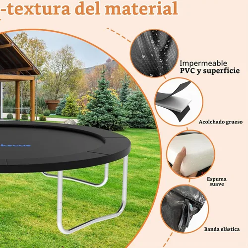 Vista 4 de Almohadilla de seguridad de repuesto para cama elástica de 10, 12, 14, 15 y 16 pies, impermeable y resistente al desgarro, cubierta de resorte