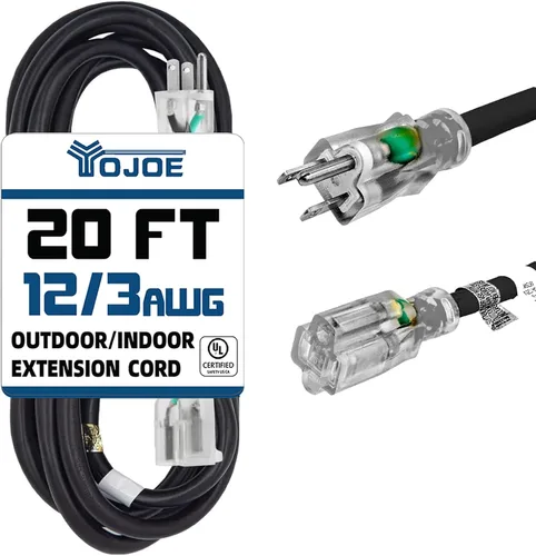 Vista 51 de YOJOE Extensión de cable para interiores y exteriores con extremo iluminado, cable resistente de 3 puntas 15A a prueba de inclemencias del tiempo