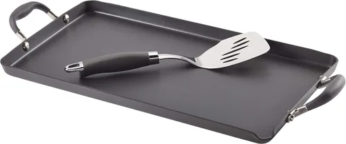 Vista 26 de Anolon Advanced Home Parrilla/Plancha Plana Antiadherente de Doble Quemador Anodizada Dura, 10 x 18 Pulgadas, Índigo