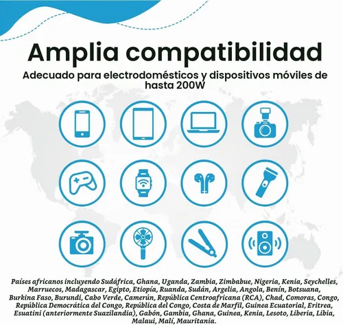 Vista 9 de Ceptics Convertidor de voltaje de Sudáfrica - Convertidor de 200 W de 220 V a 110 V para dispositivos como rizador, alisador, cargadores, enchufe