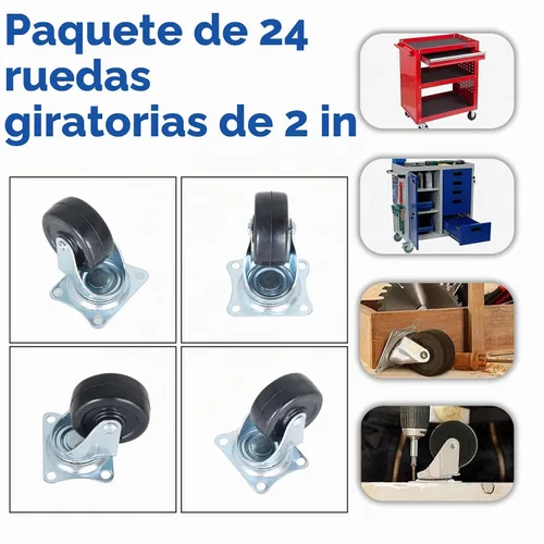 Vista 5 de WFLNHB Paquete de 24 ruedas giratorias de 2 pulgadas, base de goma con placa superior y rodamiento, ajuste resistente para mesas de té, estantes