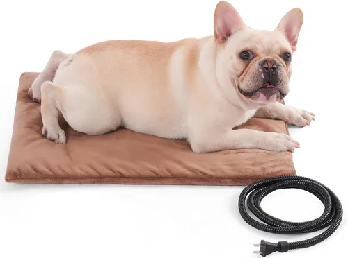 Vista 11 de Almohadilla térmica para mascotas para gatos y perros, interior y exterior, impermeable, con calefacción, cama para perros, cable resistente a