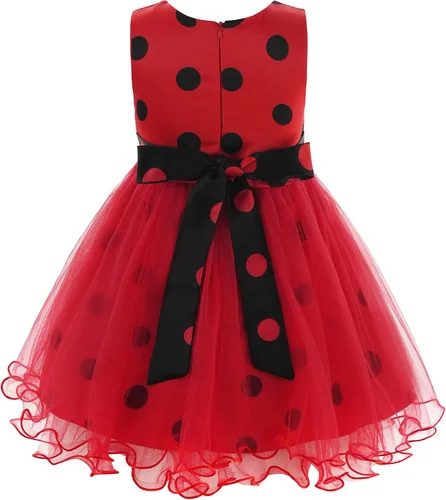 Vista 2 de Uhdear Disfraz de mariquita para niñas vestido tutú sin mangas fiesta de Halloween con accesorios