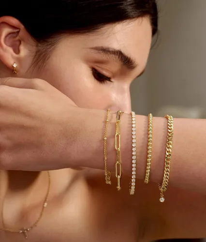Vista 2 de DEARMAY Delicadas pulseras de plata para mujer, a la moda, juego de joyas de plata de ley 925 para mujer, pulseras para mujer, caja de clip
