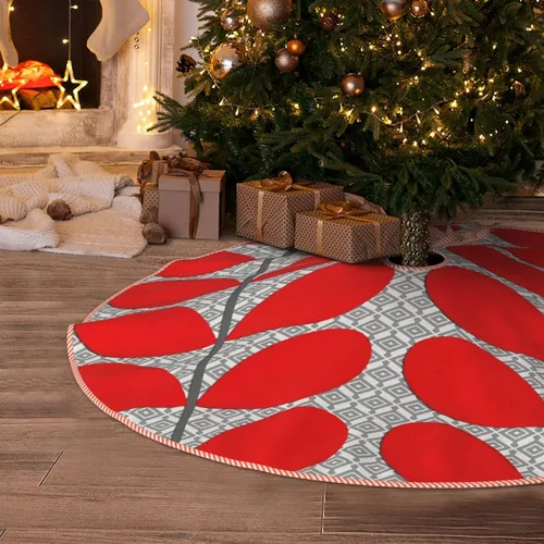 Vista 7 de Falda de árbol de Navidad de 30 pulgadas, hojas danesas de mediados de siglo, falda de árbol de Navidad para fiestas de vacaciones, decoración