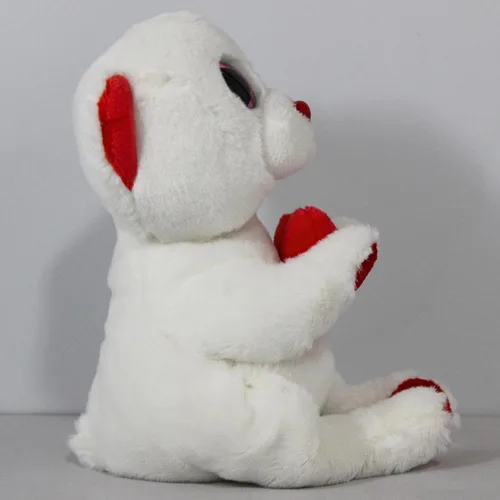 Vista 2 de Ty Beanie DESI - Oso de San Valentín blanco llevando corazón rojo - 6