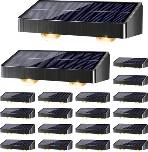 Vista 16 de Brizled Luces solares para valla al aire libre, paquete de 8 luces patrióticas para valla al aire libre, 9 colores y 11 modos RGBCW que cambian
