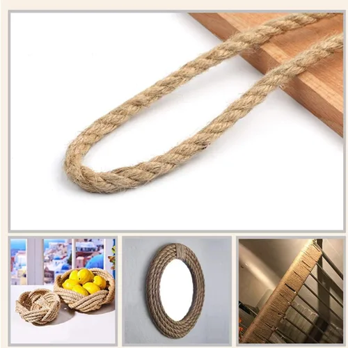Vista 5 de Cuerda de cáñamo 100% natural, cuerda de yute torcida de 100 pies, 1/2 pulgada, 4 capas, cuerda de cáñamo multiusos para manualidades, decoración