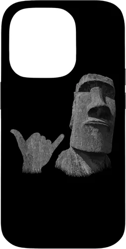 Vista 17 de Funny Easter Island Rapa NUI Moai Statue Surfer Shaka Sign Case for iPhone 16