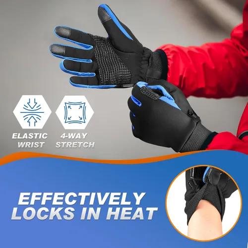 Vista 5 de Sukeen Guantes de invierno para hombre y mujer, guantes antideslizantes para pantalla táctil, guantes cálidos para correr, conducir, ciclismo
