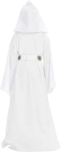 Vista 3 de Disfraz de princesa Leia para niños y niñas vestido de cosplay de lujo con cinturón