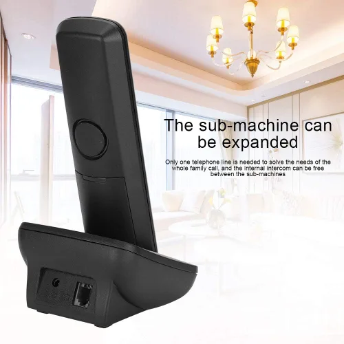 Vista 7 de Intercomunicador telefónico inalámbrico digital con llamadas manos libres, 100-240V (negro)