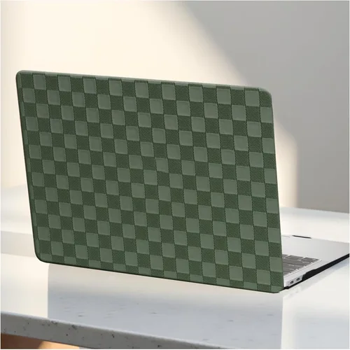 Vista 22 de Funda compatible con MacBook Air de 13 pulgadas (versión 2010-2017). Modelos: A1466 / A1369, funda rígida de piel crema texturizada a cuadros, sin