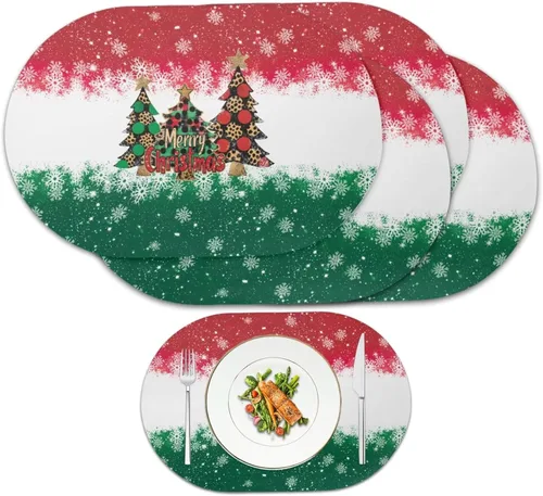 Vista 37 de Autumn Placemats Set of 2 Waterproof Wipeable 12X18 Inch Faux Leather Non Slip Heat Resistant Mats for Thanksgiving Dinner Outdoor Decor