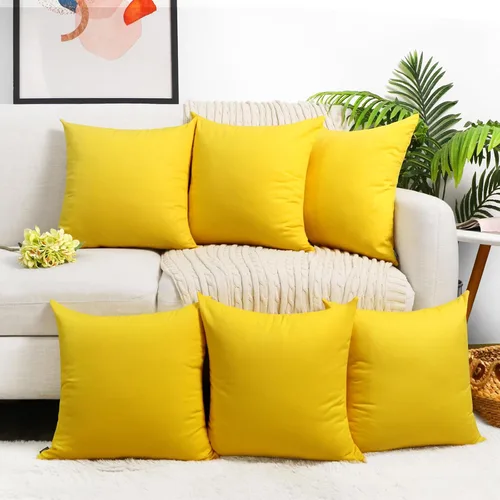 Vista 33 de Coddsmz Paquete de 6 fundas de almohada decorativas 100% algodón, fundas de cojín cuadradas de Navidad sólidas para el hogar, cama, sofá, día