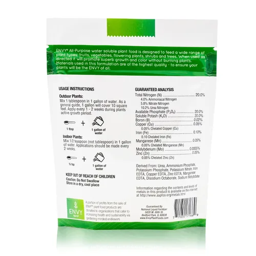 Vista 2 de ENVY Fertilizante para plantas multiusos, 0.5 libras, hace 50 galones, para plantas de interior y exterior, seguro para mascotas, soluble en agua