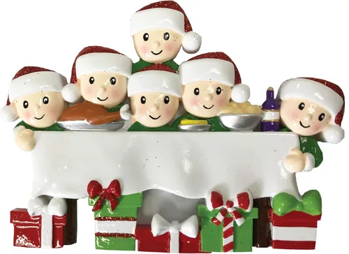 Vista 2 de Adorno de Navidad familiar personalizado – Adornos personalizados de familia de 6, adorno de Navidad personalizado para mesa de comedor familiar