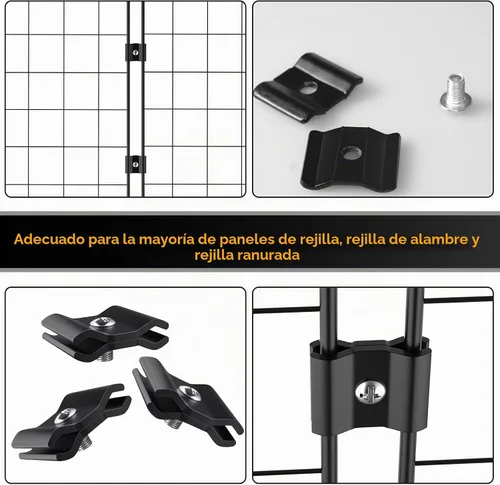 Vista 5 de 18 piezas de clips de unión de rejilla de alambre negro conectores de panel de rejilla para paneles de rejilla de pared