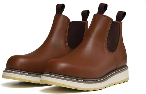 Vista 2 de HANDPOINT Botas de trabajo Chelsea Double Gore Pull-On Soft Toe para hombre - Marrón 84985