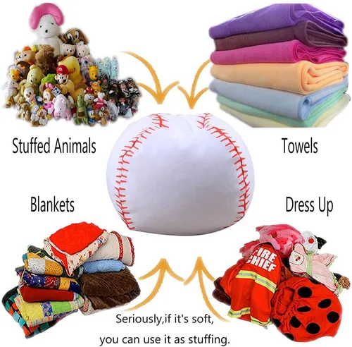 Vista 4 de LMYOVE Funda para silla puf de almacenamiento de animales de peluche para niños, juguetes de peluche organizados para niñas y niños