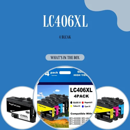 Vista 4 de LC406XL - Cartuchos de tinta para impresora Brother MFC-J4335DW MFC-J4535DW MFC-J4535DW MFC-J5855DW MFC-J6555DW MFC-J6955DW, paquete de 4