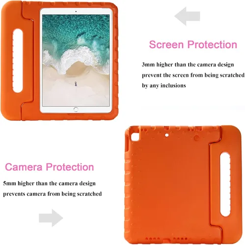 Vista 3 de Funda infantil para iPad de 9ª/8ª/7ª generación de 10.2 pulgadas con mango giratorio/soporte, ligera, suave, espuma EVA, a prueba de golpes, 01#