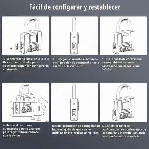 Vista 7 de Diyife - Candado resistente a la intemperie, [endurecido], cerradura de combinación para exteriores con funda de silicona, con código de 4 dígitos