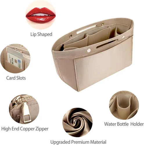 Vista 6 de ZTUJO Organizador de bolso para bolso y moldeador de bolsa, organizador de bolsa para Speedy Neverful, 6 tamaños (delgado mediano, beige sedoso)