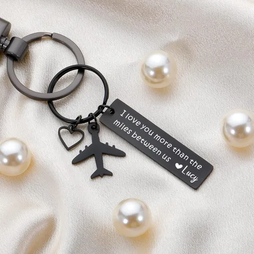 Vista 5 de Booornainde Llavero personalizado para parejas, regalo de relación de larga distancia, regalo para novio, novia, llavero perfecto para parejas
