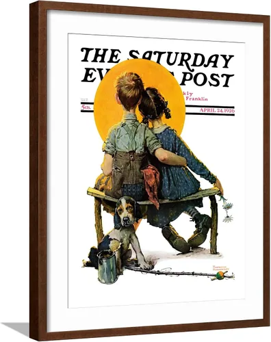 Vista 10 de ART.COM Norman Rockwell - Cubierta para poste de pared con estampado giclée Little Spooners or Sunset Saturday Evening Post, 24 de abril de 1926
