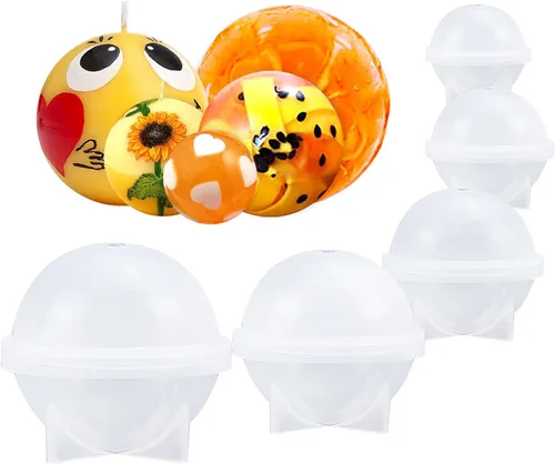 Vista 4 de Funshowcase Molde de silicona redondo de esfera para resina epoxi, fabricación de joyas, cera de vela, jabón casero, bomba de baño, juego de 5 piezas