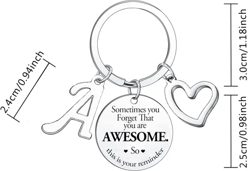 Vista 2 de BESPMOSP Sometimes You Forget You're Awesome - Llavero con letra de aliento con inicial, llavero inspirador