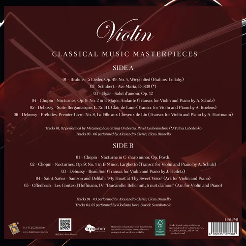Vista 2 de Vinyl Violin Classical Music Masterpieces Brahms, Chopin, Debussy, Schubert