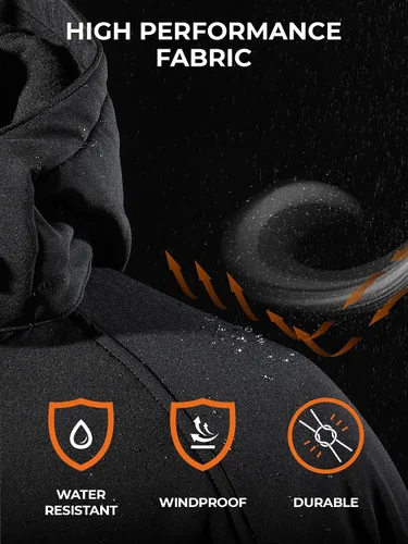 Vista 4 de ORORO Chaqueta térmica suave para hombre con capucha desmontable y batería