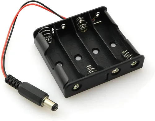 Vista 3 de ZRM&E Caja de alimentación 6V 4xAA estuche de soporte de batería con DC 5.5x2.1 conector mate con conector de barril en Arduino