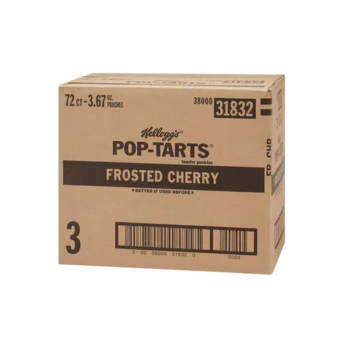 Vista 4 de Kellogg's Pop-Tarts, pasteles tostadores de desayuno, cereza esmerilada, 22 onzas (72 unidades)