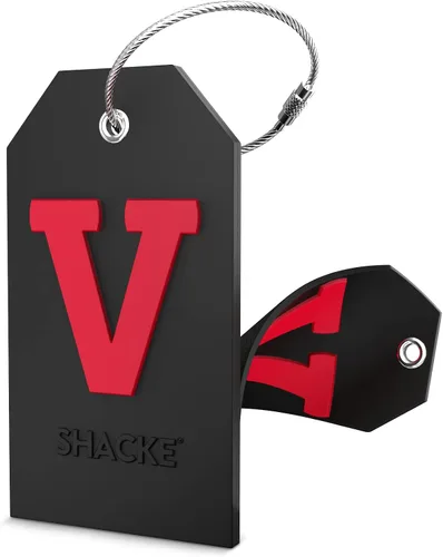 Vista 13 de Shacke Etiqueta de equipaje con inicial con cubierta de privacidad y lazo Verde azulado agua