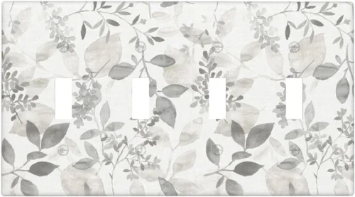 Vista 144 de Placa de Pared en Blanco de 1-Gang Sin Dispositivo Beige Lindo Vintage Boho de los 70s Hongo Fungus Planta Floral Botánica Libélula Interruptor