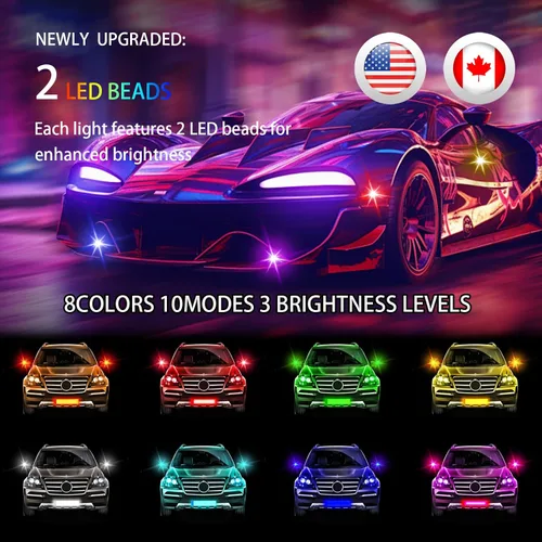 Vista 2 de 8 luces estroboscópicas LED inalámbricas para aeronaves con control remoto, 8 colores impermeables anticolisión luces de advertencia que se iluminan