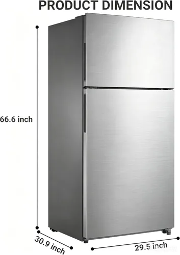 Vista 4 de Refrigerador de 30" con congelador superior independiente, refrigerador sin escarcha de 18,0 pies cúbicos, refrigerador de tamaño completo