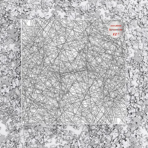 Vista 5 de Bgraamiens Puzzle-The Lines -1000 Piezas Blanco y Negro Desafío de Moda Simple Tablero Azul Rompecabezas de Jigsaw