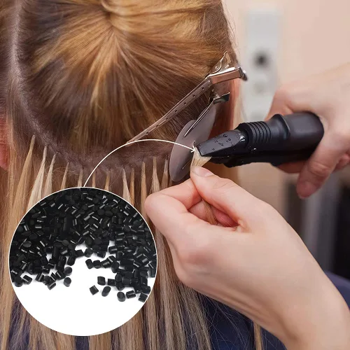 Vista 4 de Pegamento de queratina italiana para cabello adhesivo para uñas de fusión caliente/I Tip Extensiones de cabello 2.82 oz- Negro